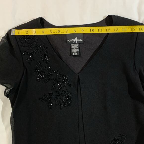 Positive Attitude Black Dress Women's 10 Petite Chiffon Lined - Picture 10 of 13